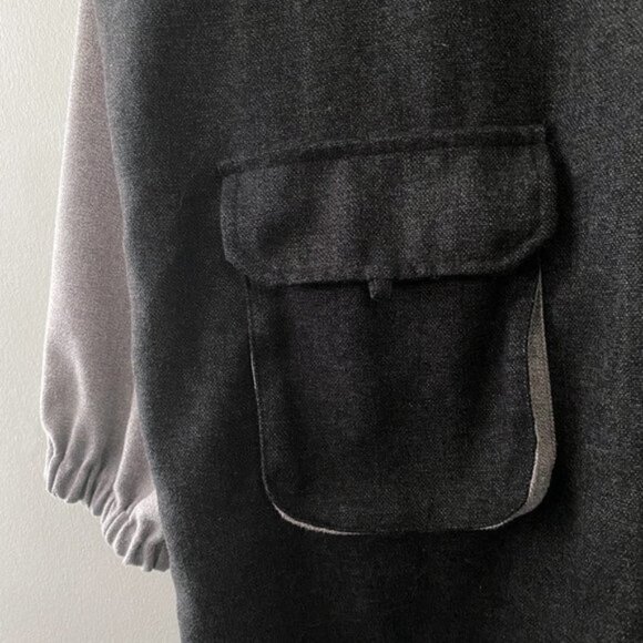 MODAKAWA Charcoal GreyBlack Light Grey Bicolour Punk Pocket Sweatshirt Dress - Picture 5 of 10